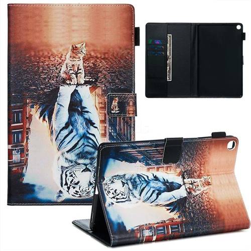 Cat and Tiger Matte Leather Wallet Tablet Case for Samsung Galaxy Tab A 10.1 (2019) T510 T515