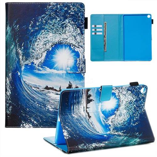 Waves and Sun Matte Leather Wallet Tablet Case for Samsung Galaxy Tab A 10.1 (2019) T510 T515