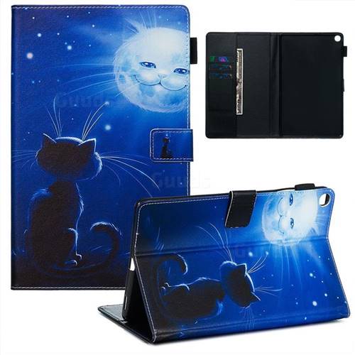 Cat and Moon Matte Leather Wallet Tablet Case for Samsung Galaxy Tab A 10.1 (2019) T510 T515
