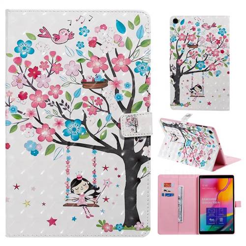 Flower Tree Swing Girl 3D Painted Tablet Leather Wallet Case for Samsung Galaxy Tab A 10.1 (2019) T510 T515