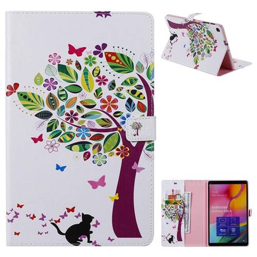 Cat and Tree Folio Flip Stand Leather Wallet Case for Samsung Galaxy Tab A 10.1 (2019) T510 T515