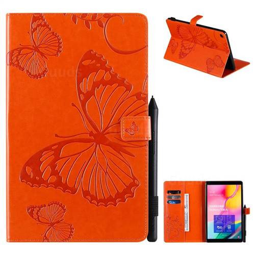 Embossing 3D Butterfly Leather Wallet Case for Samsung Galaxy Tab A 10.1 (2019) T510 T515 - Orange