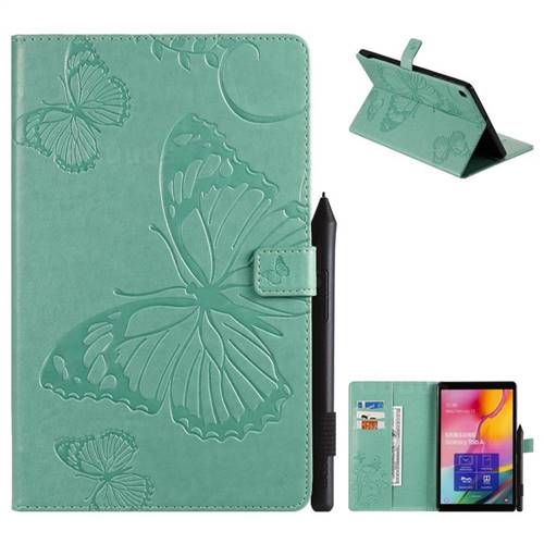 Embossing 3D Butterfly Leather Wallet Case for Samsung Galaxy Tab A 10.1 (2019) T510 T515 - Green