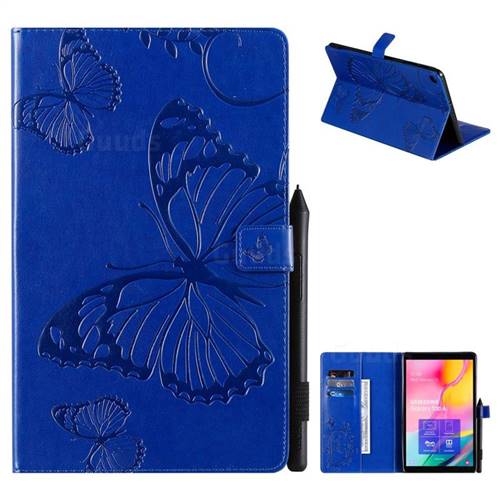 Embossing 3D Butterfly Leather Wallet Case for Samsung Galaxy Tab A 10.1 (2019) T510 T515 - Blue