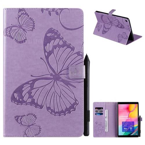 Embossing 3D Butterfly Leather Wallet Case for Samsung Galaxy Tab A 10.1 (2019) T510 T515 - Purple