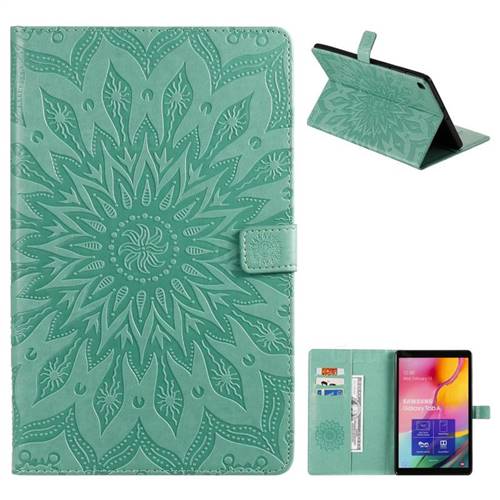 Embossing Sunflower Leather Flip Cover for Samsung Galaxy Tab A 10.1 (2019) T510 T515 - Green