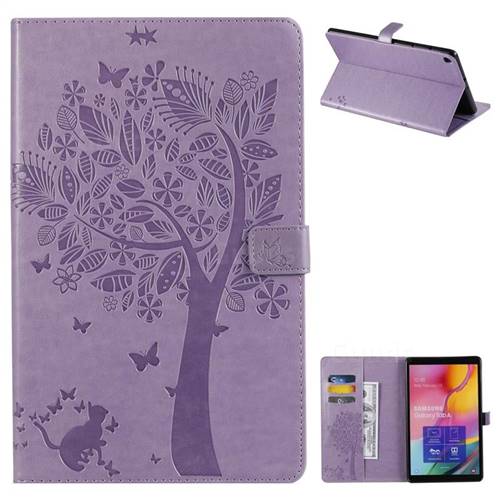 Embossing Butterfly Tree Leather Flip Cover for Samsung Galaxy Tab A 10.1 (2019) T510 T515 - Purple
