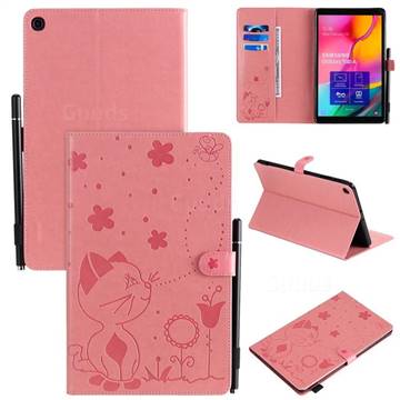 Embossing Bee and Cat Leather Flip Cover for Samsung Galaxy Tab A 10.1 (2019) T510 T515 - Pink