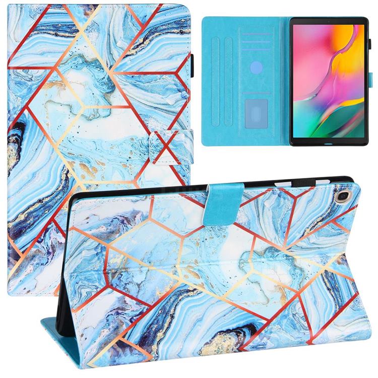 Lake Blue Stitching Color Marble Leather Flip Cover for Samsung Galaxy Tab A 10.1 (2019) T510 T515