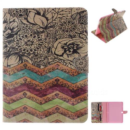 Wave Flower Painting Tablet Leather Wallet Flip Cover for Samsung Galaxy Tab 4 10.1 T530 T531 T533 T535
