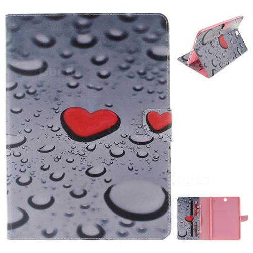 Heart Raindrop Painting Tablet Leather Wallet Flip Cover for Samsung Galaxy Tab A 9.7 T550 T555
