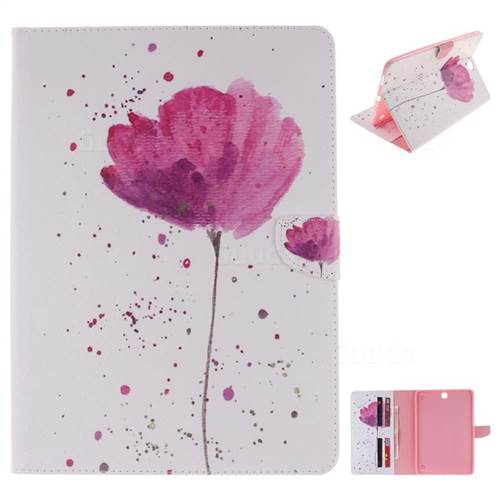 Purple Orchid Painting Tablet Leather Wallet Flip Cover for Samsung Galaxy Tab A 9.7 T550 T555
