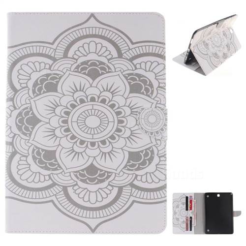 White Flowers Painting Tablet Leather Wallet Flip Cover for Samsung Galaxy Tab A 9.7 T550 T555