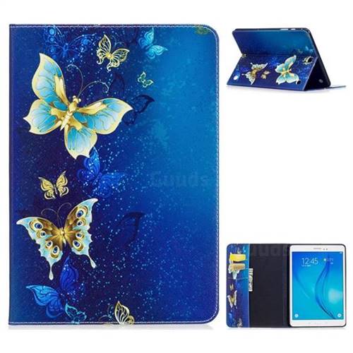 Golden Butterflies Folio Stand Leather Wallet Case for Samsung Galaxy Tab A 9.7 T550 T555