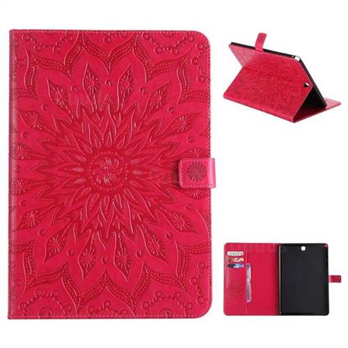 Embossing Sunflower Leather Flip Cover for Samsung Galaxy Tab A 9.7 T550 T555 - Red