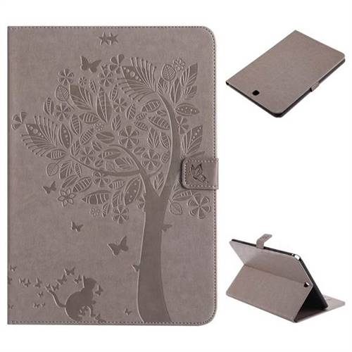 Embossing Butterfly Tree Leather Flip Cover for Samsung Galaxy Tab A 9.7 T550 T555 - Grey