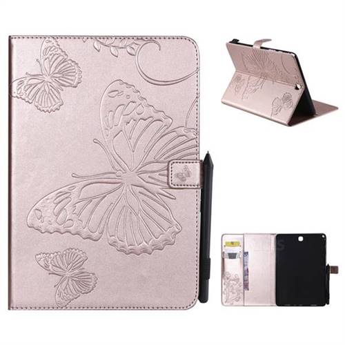 Embossing 3D Butterfly Leather Wallet Case for Samsung Galaxy Tab A 9.7 T550 T555 - Rose Gold
