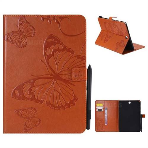 Embossing 3D Butterfly Leather Wallet Case for Samsung Galaxy Tab A 9.7 T550 T555 - Orange