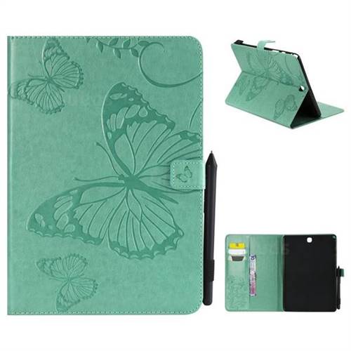 Embossing 3D Butterfly Leather Wallet Case for Samsung Galaxy Tab A 9.7 T550 T555 - Green