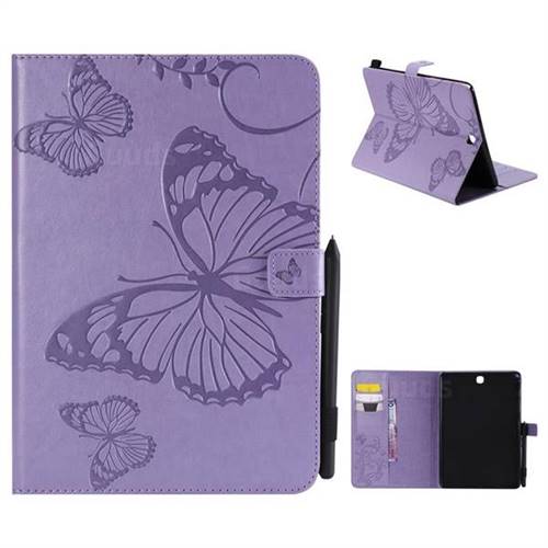 Embossing 3D Butterfly Leather Wallet Case for Samsung Galaxy Tab A 9.7 T550 T555 - Purple