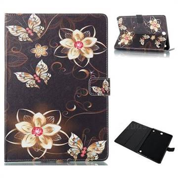 Golden Flower Butterfly Folio Stand Leather Wallet Case for Samsung Galaxy Tab A 9.7 T550 T555