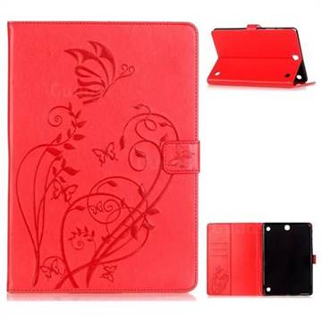 Embossing Butterfly Flower Leather Wallet Case for Samsung Galaxy Tab A 9.7 T550 T555 - Rose