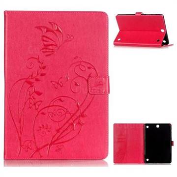Embossing Butterfly Flower Leather Wallet Case for Samsung Galaxy Tab A 9.7 T550 T555 - Pink