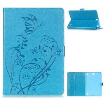 Embossing Butterfly Flower Leather Wallet Case for Samsung Galaxy Tab A 9.7 T550 T555 - Champagne