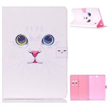 White Cat Folio Stand Leather Wallet Case for Samsung Galaxy Tab A 9.7 T550 T555