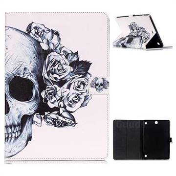 Skull Flower Folio Stand Leather Wallet Case for Samsung Galaxy Tab A 9.7 T550 T555