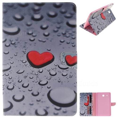 Heart Raindrop Painting Tablet Leather Wallet Flip Cover for Samsung Galaxy Tab E 9.6 T560 T561