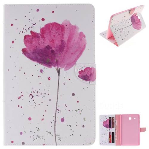Purple Orchid Painting Tablet Leather Wallet Flip Cover for Samsung Galaxy Tab E 9.6 T560 T561