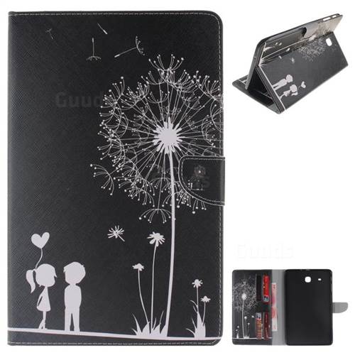 Black Dandelion Painting Tablet Leather Wallet Flip Cover for Samsung Galaxy Tab E 9.6 T560 T561
