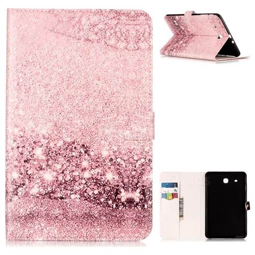Glittering Rose Gold Folio Flip Stand PU Leather Wallet Case for Samsung Galaxy Tab E 9.6 T560 T561