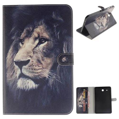 Lion Face Painting Tablet Leather Wallet Flip Cover For Samsung