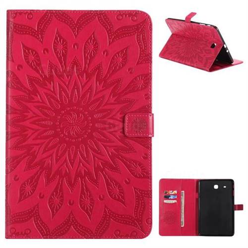 Embossing Sunflower Leather Flip Cover for Samsung Galaxy Tab E 9.6 T560 T561 - Red