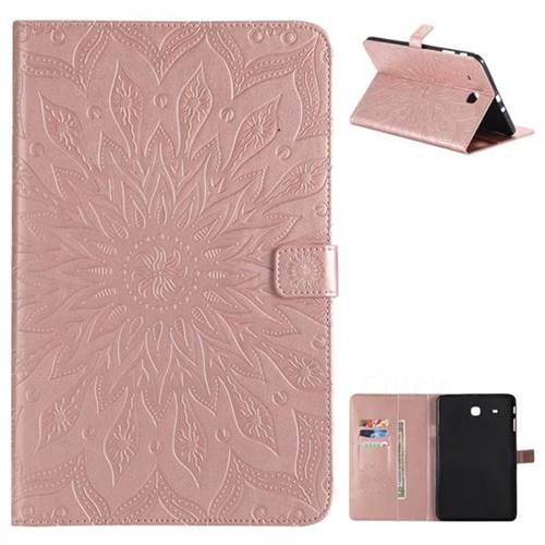 Embossing Sunflower Leather Flip Cover for Samsung Galaxy Tab E 9.6 T560 T561 - Rose Gold