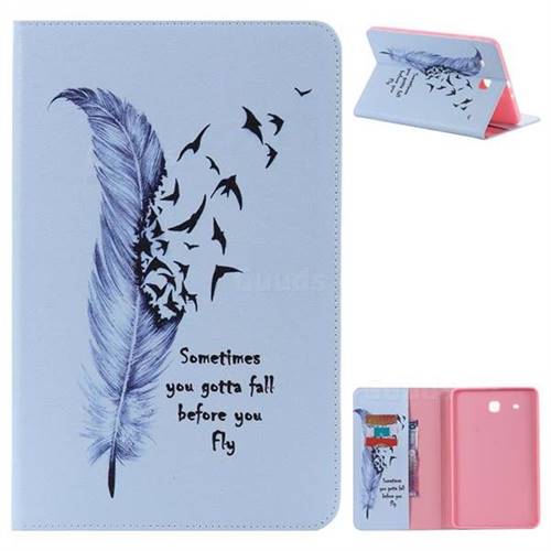 Feather Birds Folio Flip Stand Leather Wallet Case for Samsung Galaxy Tab E 9.6 T560 T561