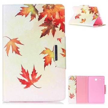 Maple Leaves Folio Flip Stand Leather Wallet Case for Samsung Galaxy Tab E 9.6 T560 T561