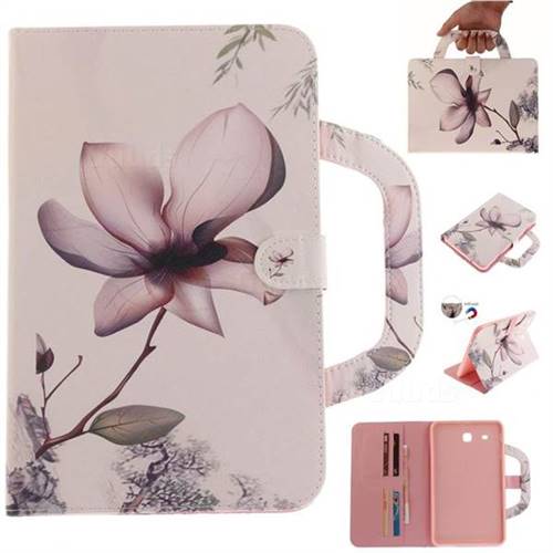 Magnolia Flower Handbag Tablet Leather Wallet Flip Cover for Samsung Galaxy Tab E 9.6 T560 T561
