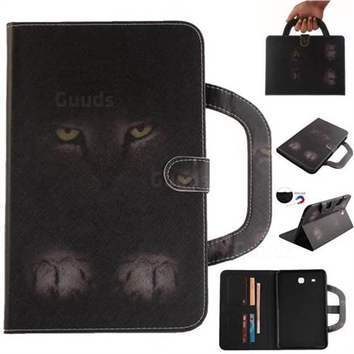 Mysterious Cat Handbag Tablet Leather Wallet Flip Cover for Samsung Galaxy Tab E 9.6 T560 T561