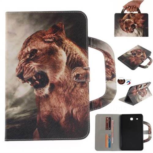 Majestic Lion Handbag Tablet Leather Wallet Flip Cover for Samsung Galaxy Tab E 9.6 T560 T561