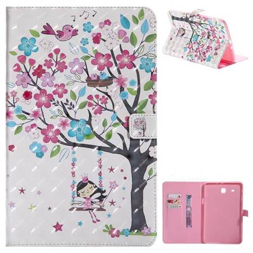 Flower Tree Swing Girl 3D Painted Tablet Leather Wallet Case for Samsung Galaxy Tab E 9.6 T560 T561