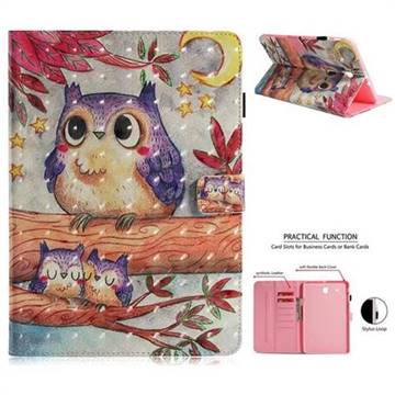 Purple Owl 3D Painted Leather Wallet Tablet Case for Samsung Galaxy Tab E 9.6 T560 T561