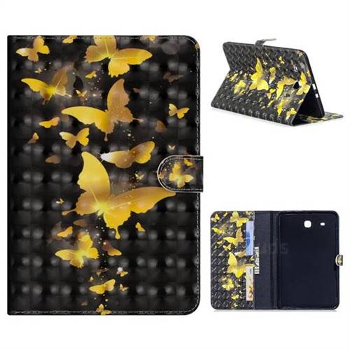 Golden Butterfly 3D Painted Leather Tablet Wallet Case for Samsung Galaxy Tab E 9.6 T560 T561