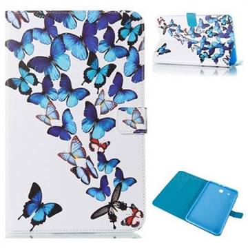 Blue Vivid Butterflies Folio Stand Leather Wallet Case for Samsung Galaxy Tab E 9.6 T560 T561