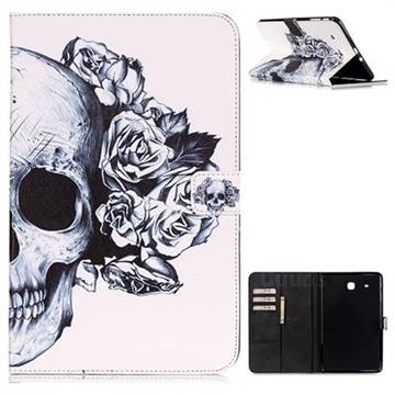 Skull Flower Folio Stand Leather Wallet Case for Samsung Galaxy Tab E 9.6 T560 T561