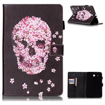 Petals Skulls Folio Stand Leather Wallet Case for Samsung Galaxy Tab E 9.6 T560 T561