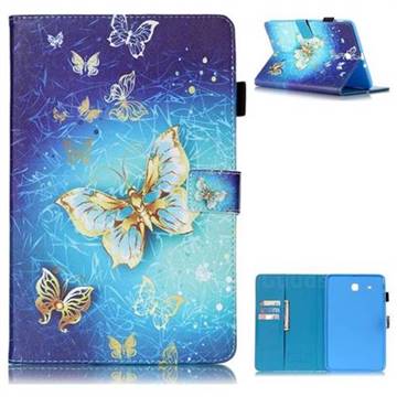 Gold Butterfly Folio Stand Leather Wallet Case for Samsung Galaxy Tab E 9.6 T560 T561