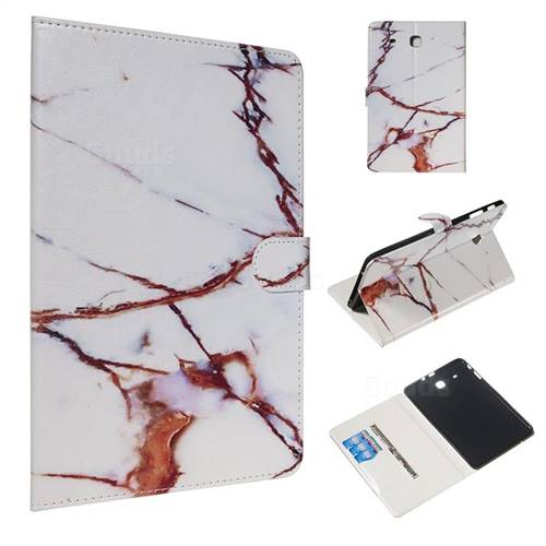 White Gold Marble Smooth Leather Tablet Wallet Case for Samsung Galaxy Tab E 9.6 T560 T561